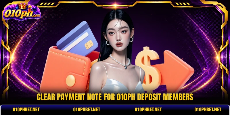 Clear payment note for 010PH deposit members