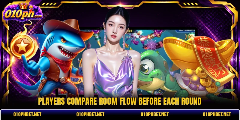 Players compare room flow before each round Players compare room flow before each round