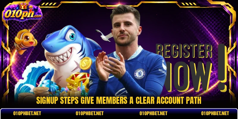 Signup steps give members a clear account path Signup steps give members a clear account path