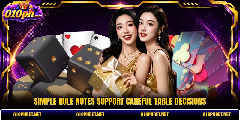 Simple rule notes support careful table decisions Simple rule notes support careful table decisions